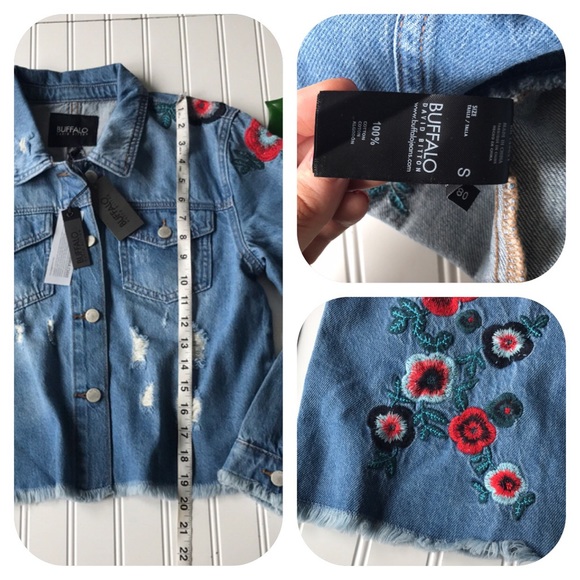 Floral denim jacket NWT buffalo David Britton red - Picture 8 of 8
